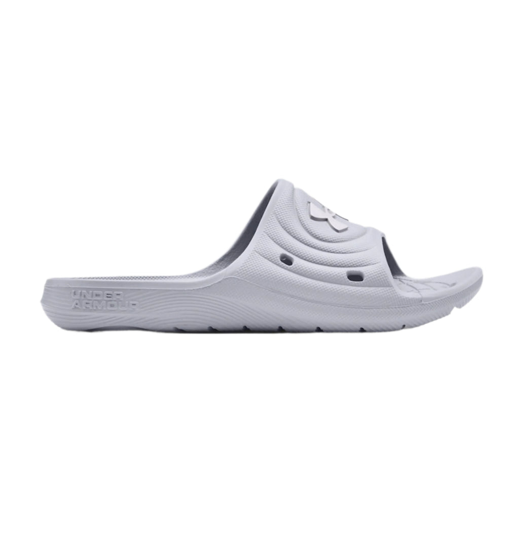 Under Armour Youth Locker IV Slides - Grey Youth Footwear - Third Coast Soccer