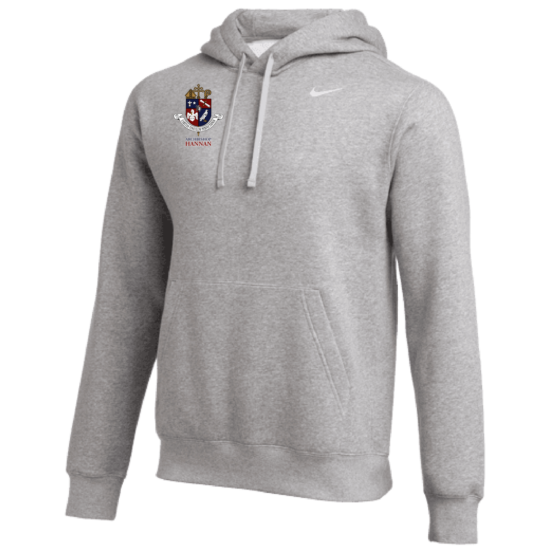 Nike Archbishop Hannan Club Fleece Pullover Hoody Hannan Girls 25 Dark Heather Grey/White Mens Small - Third Coast Soccer