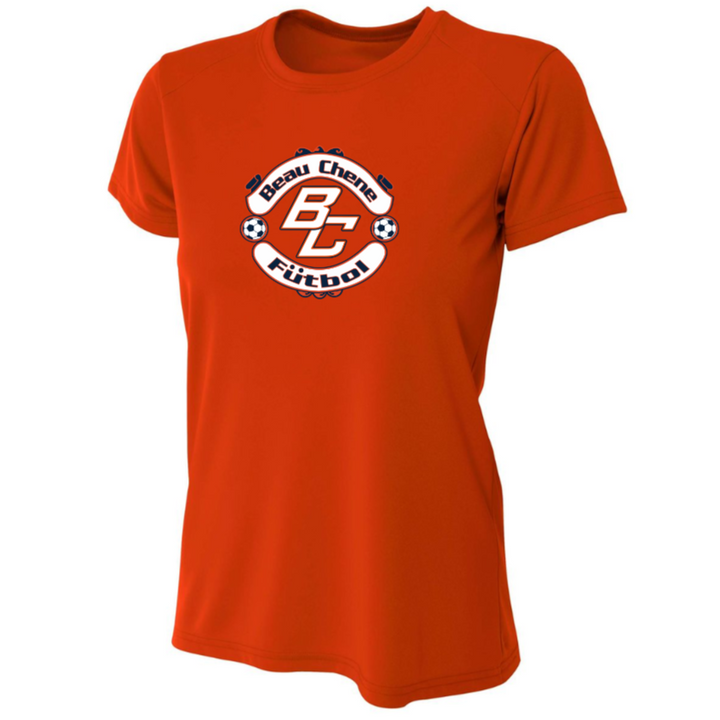 A4 Beau Chene HS Women's Short-Sleeve Performance Practice Shirt - Orange and Navy BCHS 24 Orange Womens Small - Third Coast Soccer