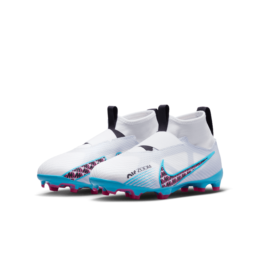 Nike Jr Zoom Superfly 9 Pro FG - White/Blue/Pink Youth Footwear   - Third Coast Soccer