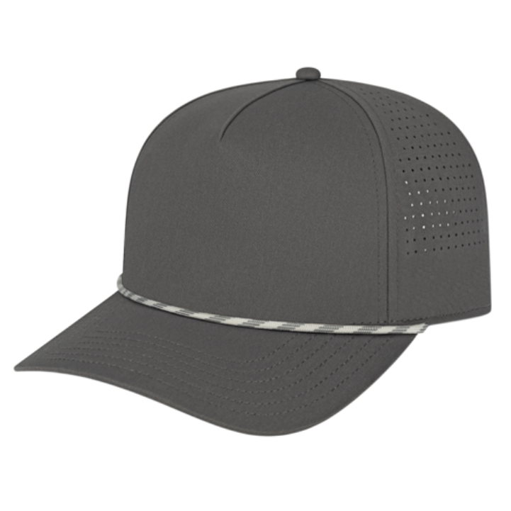 Cap America Tiger Truck Stop Summit Perforated Cap with Rope Hats Charcoal/Cream - Third Coast Soccer