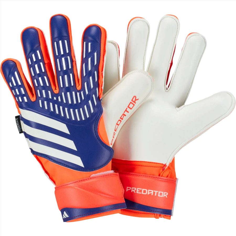 adidas Junior Predator Match Fingersave Goalkeeper Glove - Blue/Red/White Gloves   - Third Coast Soccer