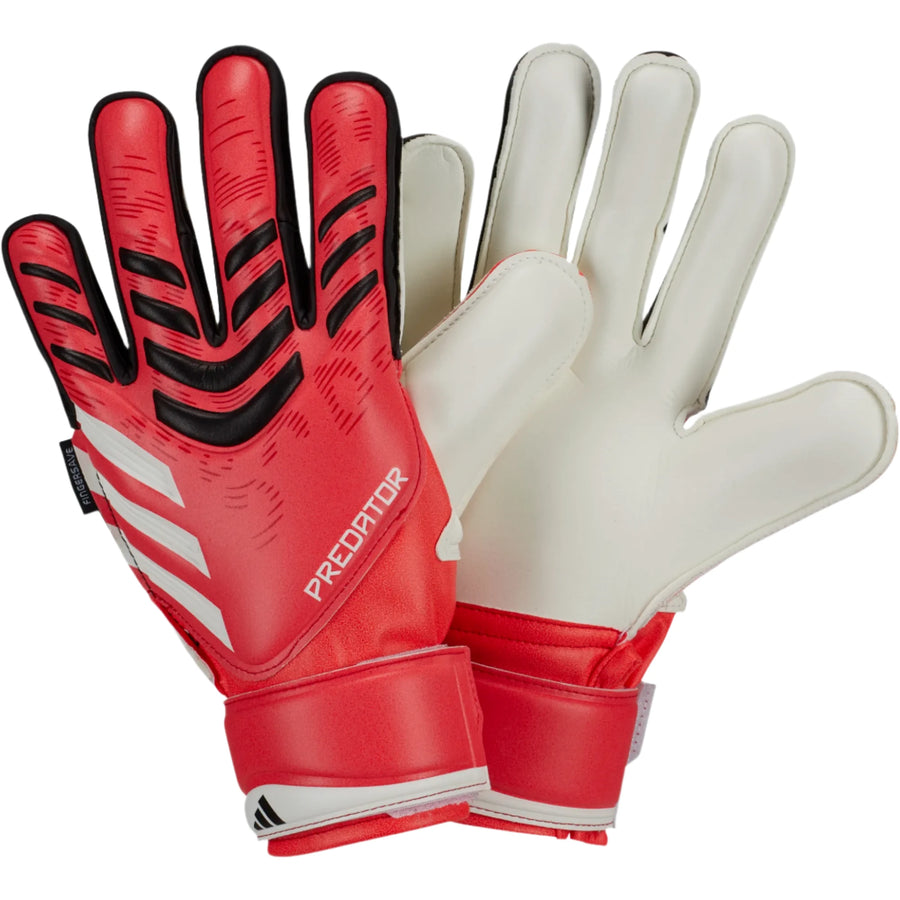 adidas Junior Predator Fingersave GK Match Gloves - Ruby/Red/Black Gloves - Third Coast Soccer