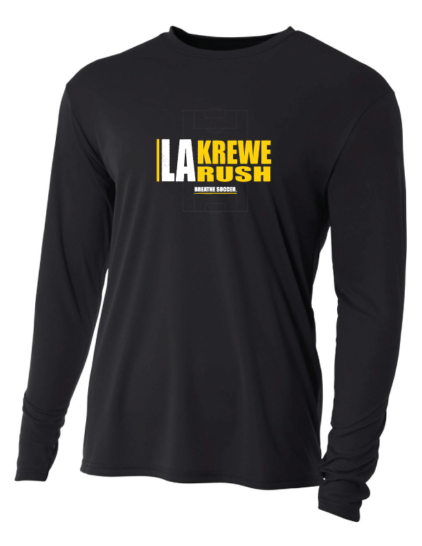 A4 LA Krewe-Rush Long-Sleeve Shirt - Breathe Soccer - Black, Silver Or White LA Krewe Rush Spiritwear Black Mens Small - Third Coast Soccer