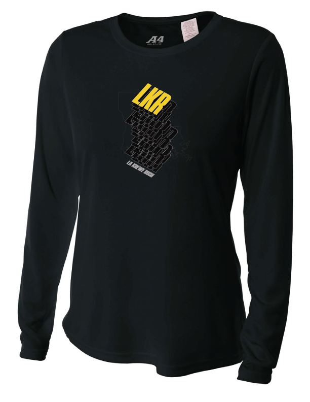 A4 LA Krewe-Rush Long-Sleeve Shirt Stack - Black, Silver Or White LA Krewe Rush Spiritwear Black Womens Small - Third Coast Soccer