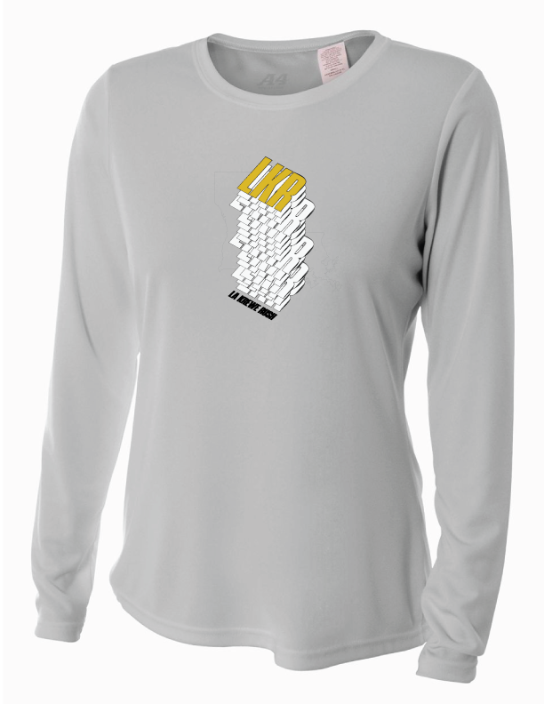 A4 LA Krewe-Rush Long-Sleeve Shirt Stack - Black, Silver Or White LA Krewe Rush Spiritwear Silver Womens Small - Third Coast Soccer