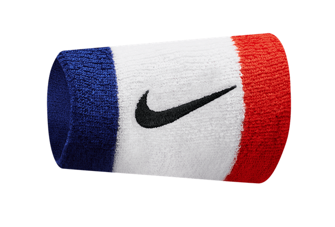 Nike Swoosh Doublewide Wristbands 2-Pack - Habanero Red/Black Player Accessories - Third Coast Soccer