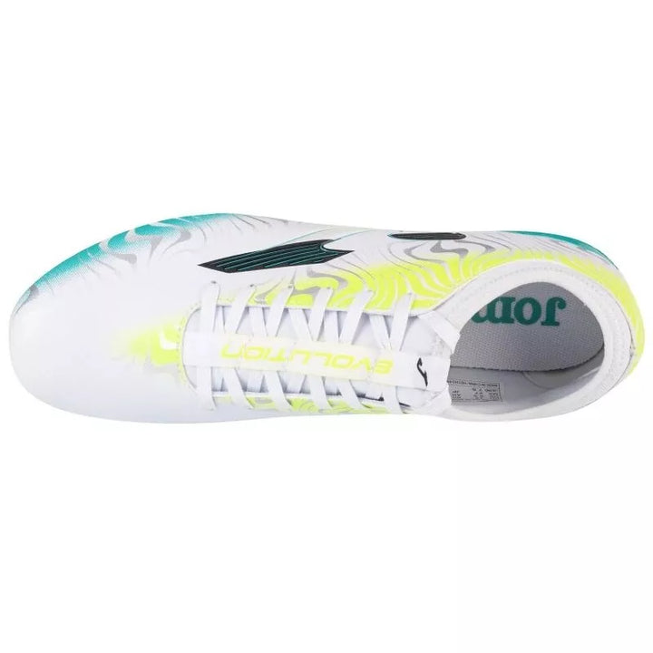 Joma Evolution 24 FG - White/Turquoise Men's Footwear Closeout - Third Coast Soccer