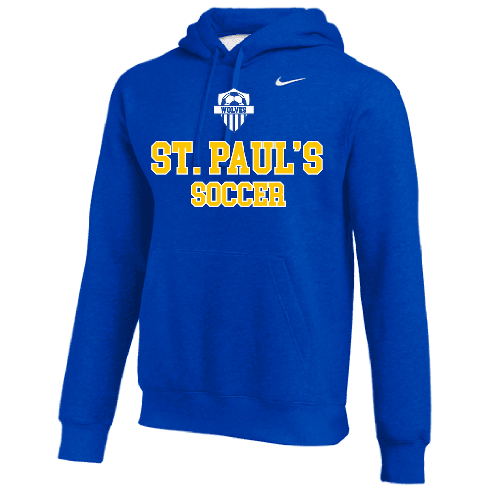 Nike St. Paul's HS Club Fleece Pullover Hoody St. Pauls 24 Team Royal/White Mens Small - Third Coast Soccer