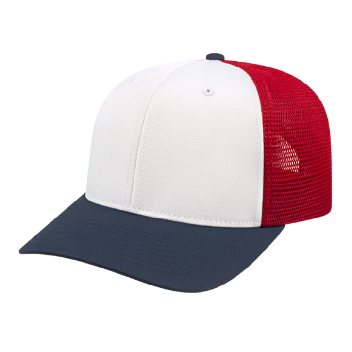 Cap America Flexfit Trucker Hat Hats White/Navy/Red  - Third Coast Soccer