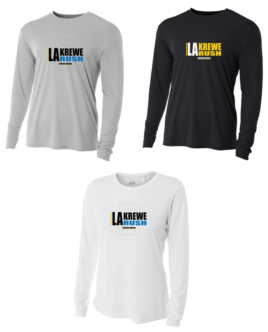 A4 LA Krewe-Rush Long-Sleeve Shirt - Breathe Soccer - Black, Silver Or White LA Krewe Rush Spiritwear   - Third Coast Soccer
