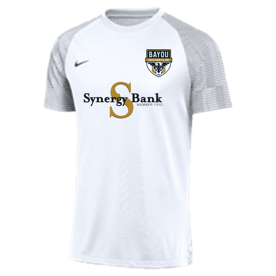 Nike Bayou SC Men's Academy Jersey - White Bayou Soccer Club 23-25 Mens Small White/Wolf Grey - Third Coast Soccer