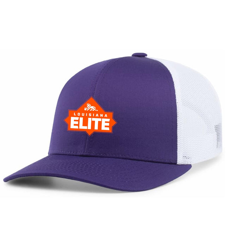 Louisiana Elite Flexfit Premium Trucker Louisiana Elite Spiritwear Full Color Patch Purple/White - Third Coast Soccer