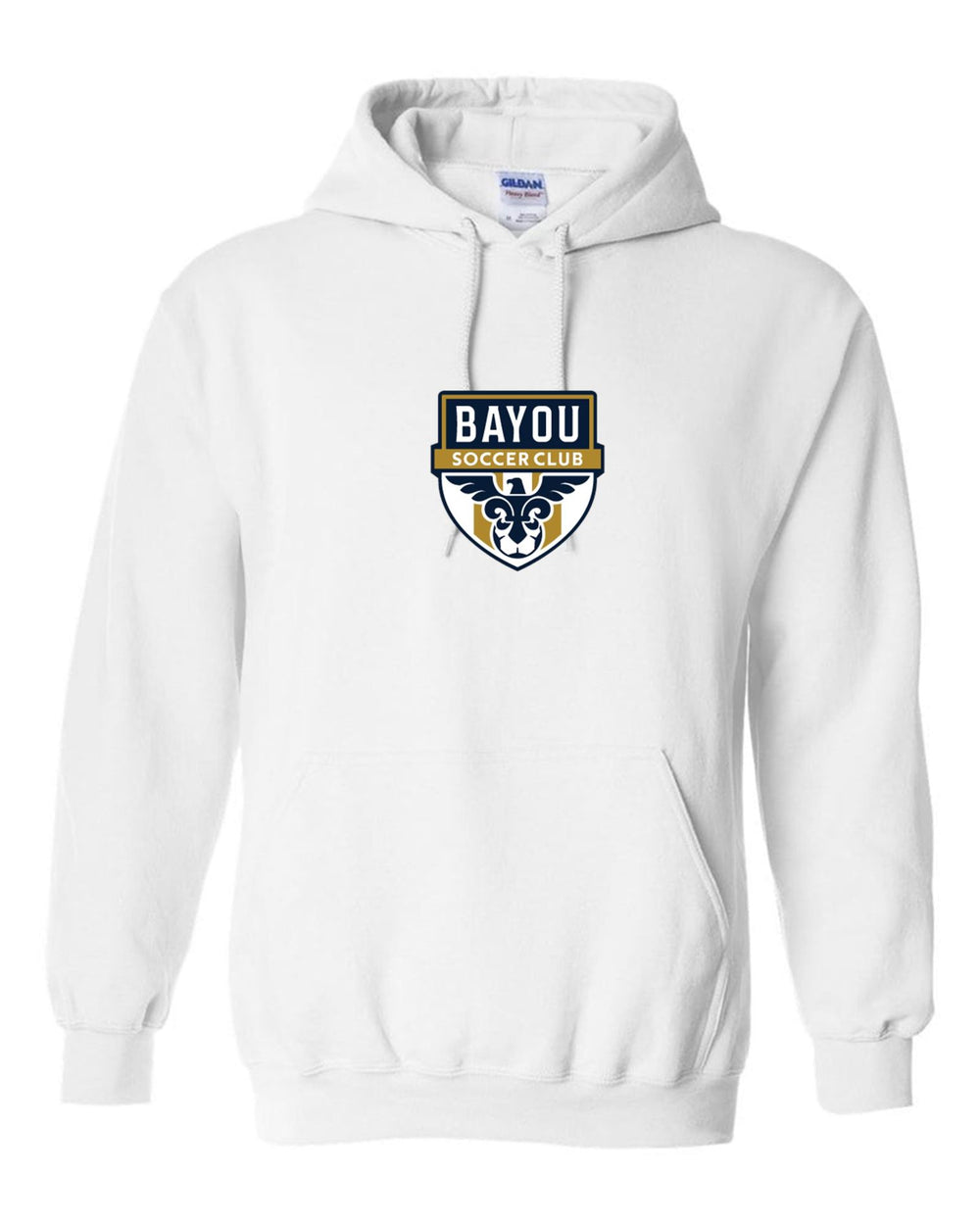 Bayou Soccer Club Logo Hooded Sweatshirt Bayou Soccer Club Spiritwear White Mens Small - Third Coast Soccer