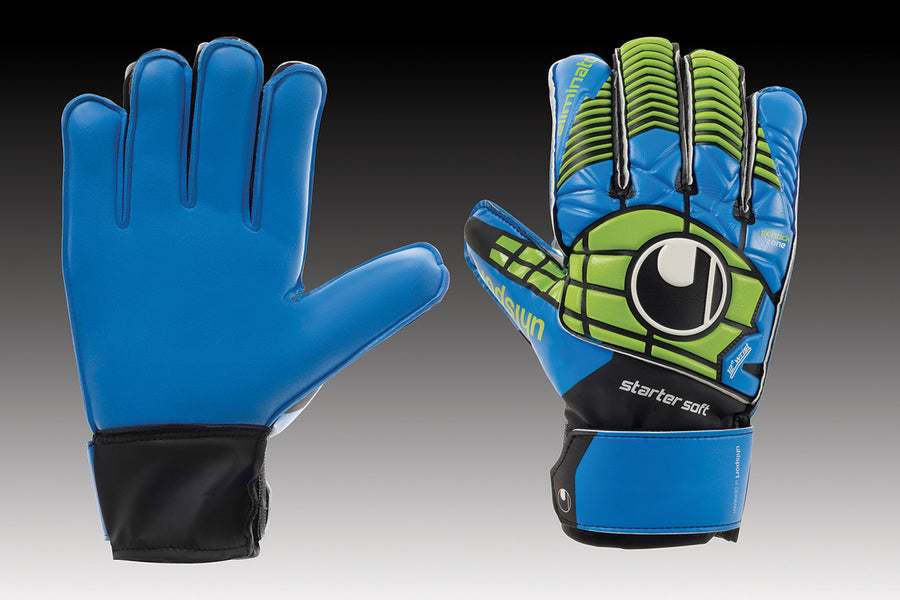 Uhlsport Elminator Starter Soft - Power Green/Blue Gloves Power Green/Blue 12 - Third Coast Soccer