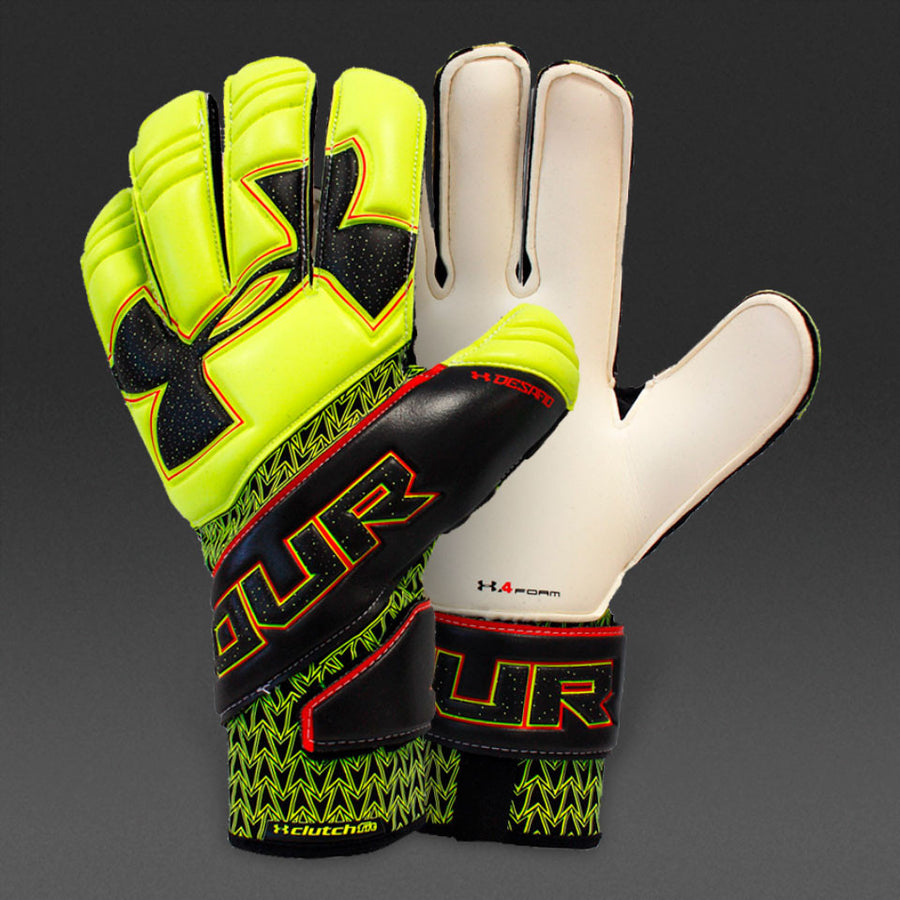UA Desafio Pro Fingersave Goalkeeper Glove - High-Vis Yellow/Black Gloves Hi Vis Yellow/Black 12 - Third Coast Soccer