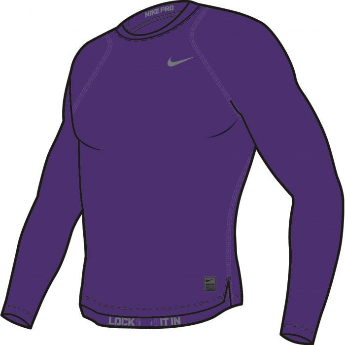 Nike Pro Cool Compression Long Sleeve Top Training Wear Court Purple/Cool Grey Mens Small - Third Coast Soccer