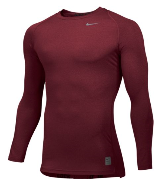 Nike Pro Cool Compression Long Sleeve Top Training Wear Team Maroon/Cool Grey Mens Small - Third Coast Soccer