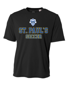 A4 St. Paul's Cooling Performance Crew Short-Sleeve Shirt - Black or White St. Pauls 24 Black Mens Small - Third Coast Soccer