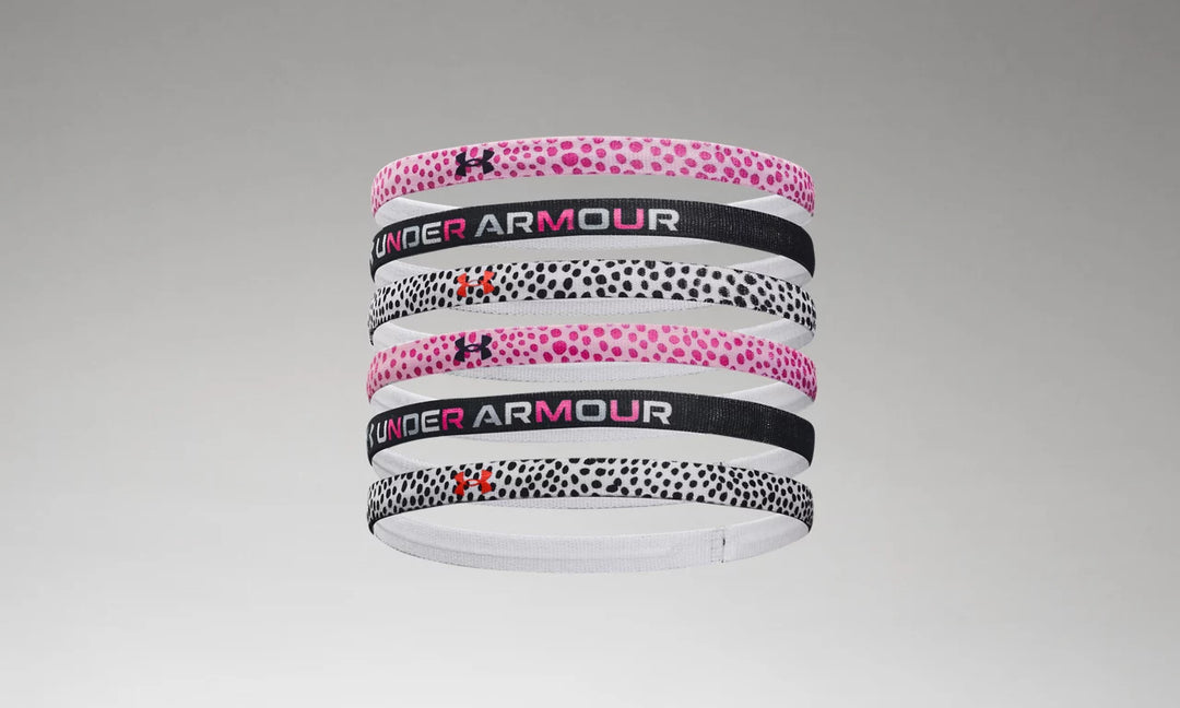 Under Armour Girls Graphic Headband 6-Pack Player Accessories Pink Sugar/Black/Black  - Third Coast Soccer