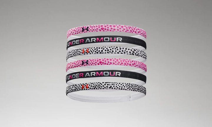 Under Armour Girls Graphic Headband 6-Pack Player Accessories Pink Sugar/Black/Black  - Third Coast Soccer