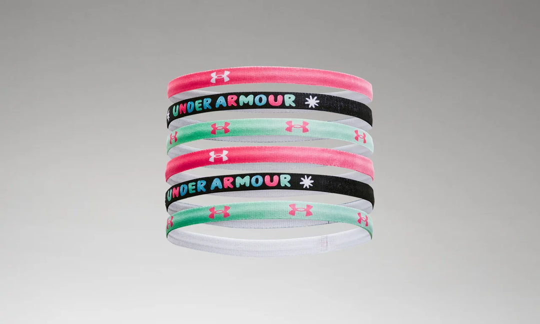 Under Armour Girls Graphic Headband 6-Pack Player Accessories Pink Shock/Black/White  - Third Coast Soccer