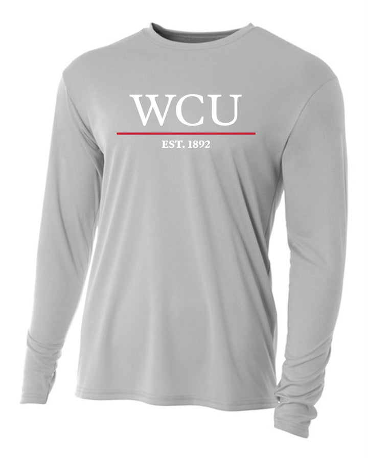 WCU School Of Business Men's Long-Sleeve Performance Shirt WCU Business Silver Grey Mens Small - Third Coast Soccer