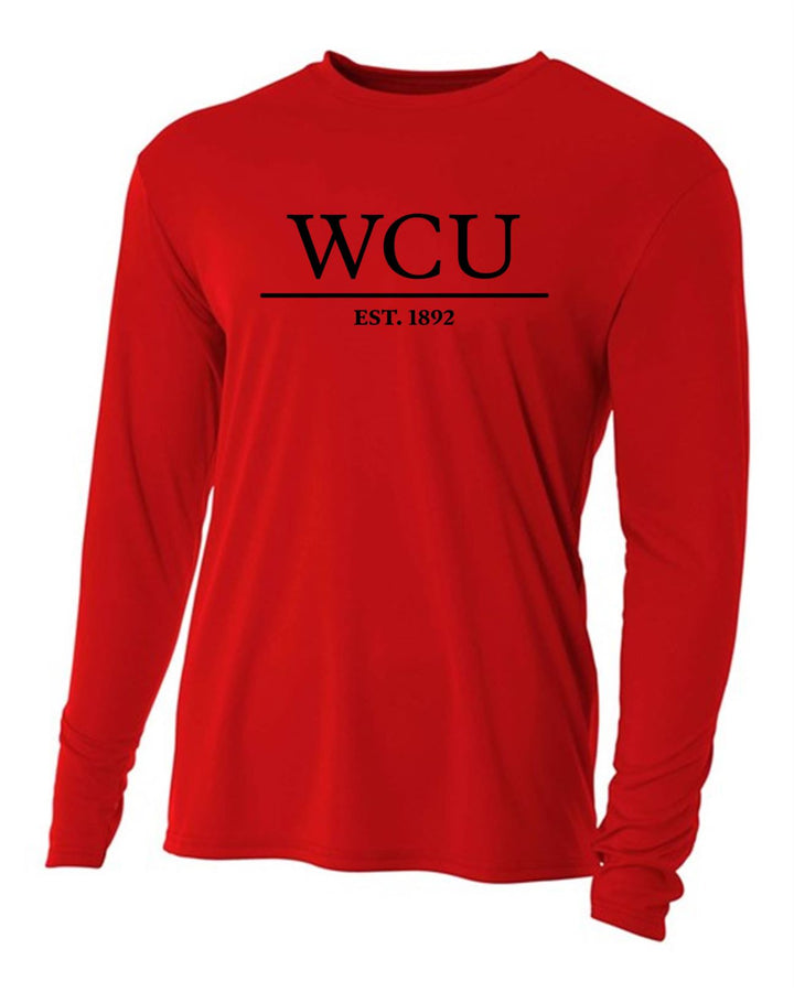 WCU Cooper School of Missions & Ministry Men's Long-Sleeve Performance Shirt WCU CSMM Red Mens Small - Third Coast Soccer