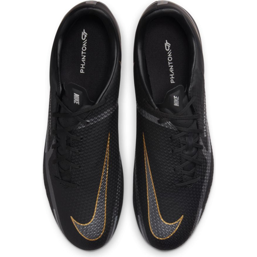 Nike Phantom GT2 Academy FG - Black/Metallic Grey/Metallic Gold Men's Footwear Closeout   - Third Coast Soccer