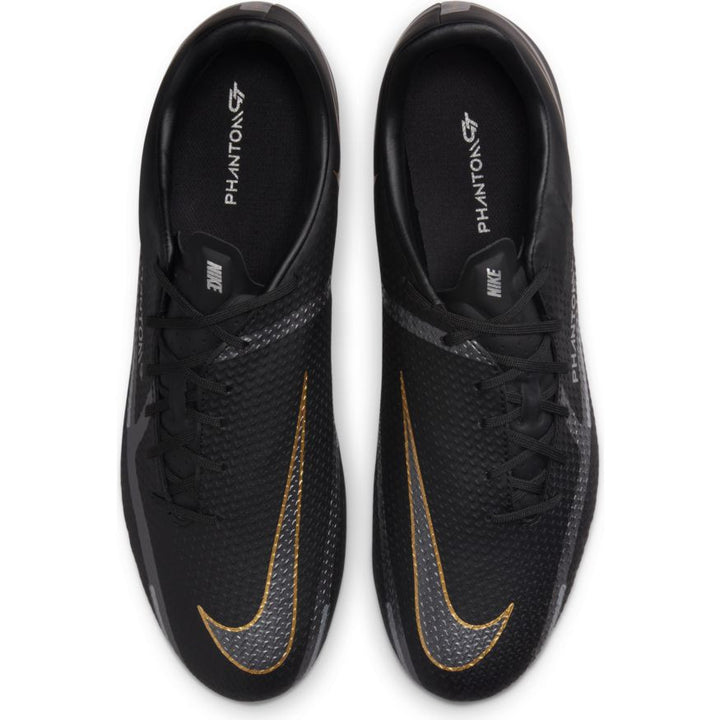 Nike Phantom GT2 Academy FG - Black/Metallic Grey/Metallic Gold Men's Footwear Closeout   - Third Coast Soccer
