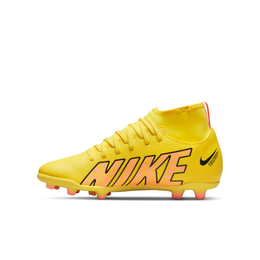 Nike Junior Mercurial Superfly 9 Club FG - Yellow Strike/Sunset Glow Youth Footwear Youth 1.5 Yellow Strike/Sunset Glow - Third Coast Soccer