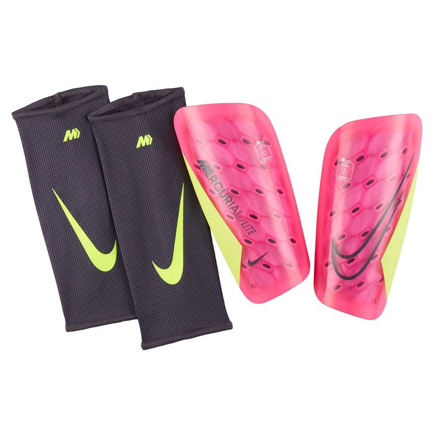 Nike Mercurial Lite Shinguard - Pink Spell/Volt/Gridiron Adult Shinguards Pink Spell/Volt/Gridiron Small - Third Coast Soccer