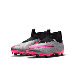 Nike Junior Zoom Mercurial Superfly 9 Pro XXV FG - Metallic Silver/Hyper Pink Youth Footwear Closeout Youth 1 Metallic Silver/Hyper Pink/Vol - Third Coast Soccer