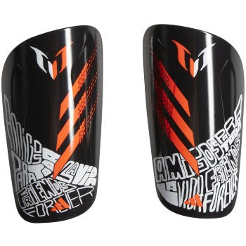 adidas Messi Club Shinguard - Black/Solar Red/White Adult Shinguards Black/Solar Red Small - Third Coast Soccer