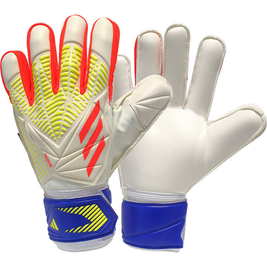 adidas Predator Match Fingersave Goalkeeper Glove - White/Solar Red/Bright Cyan Gloves White/Solar Red/Bright Cyan 11 - Third Coast Soccer