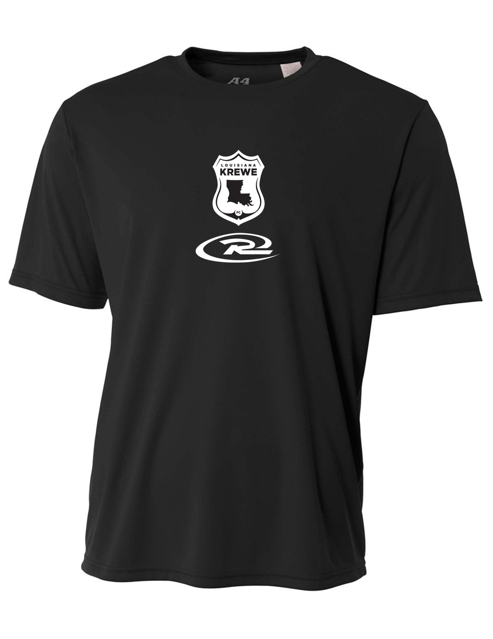 A4 LA Krewe-Rush Short-Sleeve Shirt FC - Black, Silver Or White LA Krewe Rush Spiritwear Black Mens Small - Third Coast Soccer