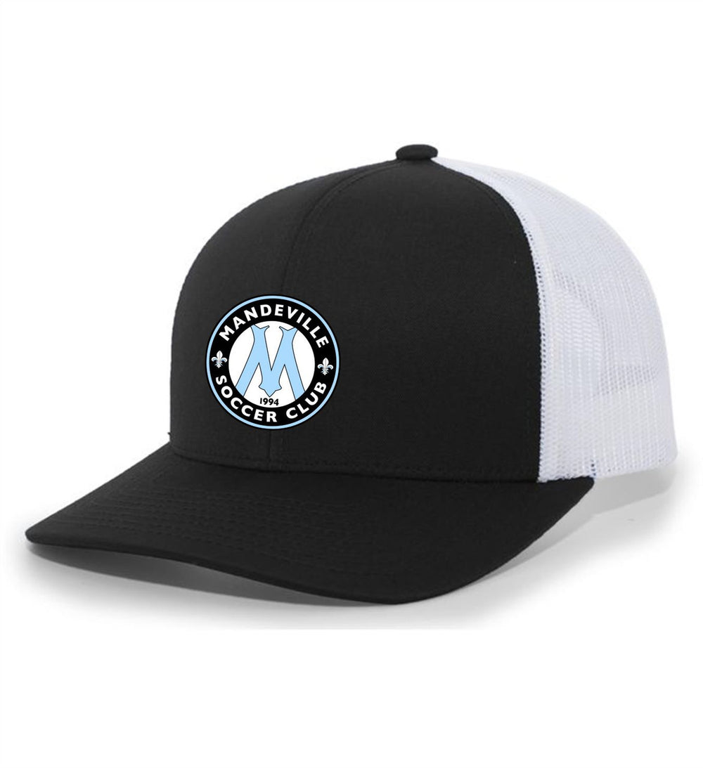 MSC Flexfit Premium Trucker Hat MSC Spiritwear Black/White Full Color Patch - Third Coast Soccer