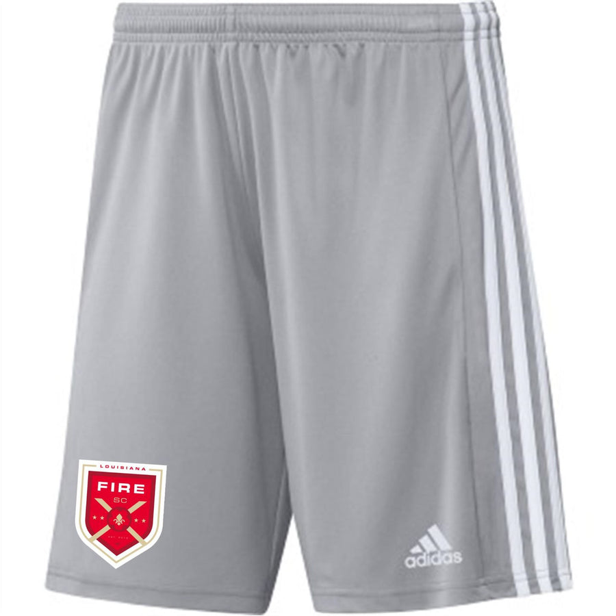 adidas Fire Mens Squadra 21 Shorts - Light Grey Louisiana Fire 2022-2024 Mens Small Team Light Grey/White - Third Coast Soccer