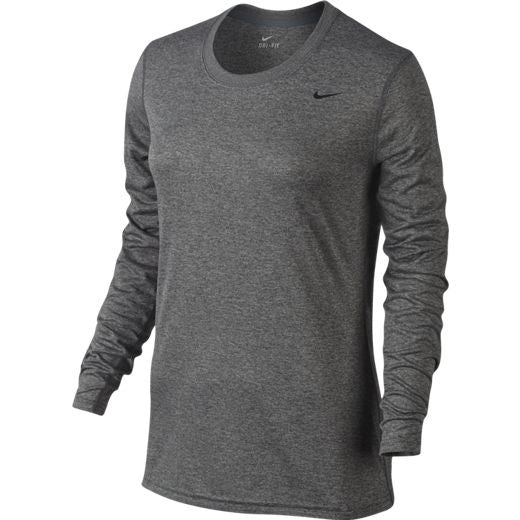 Nike Women's Legend LS Tee Training Wear Carbon Heather Womens XSmall - Third Coast Soccer