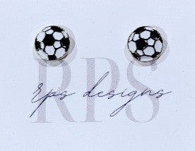RPS Designs Soccer Ball Stud Earrings Jewelry White/Black - Third Coast Soccer