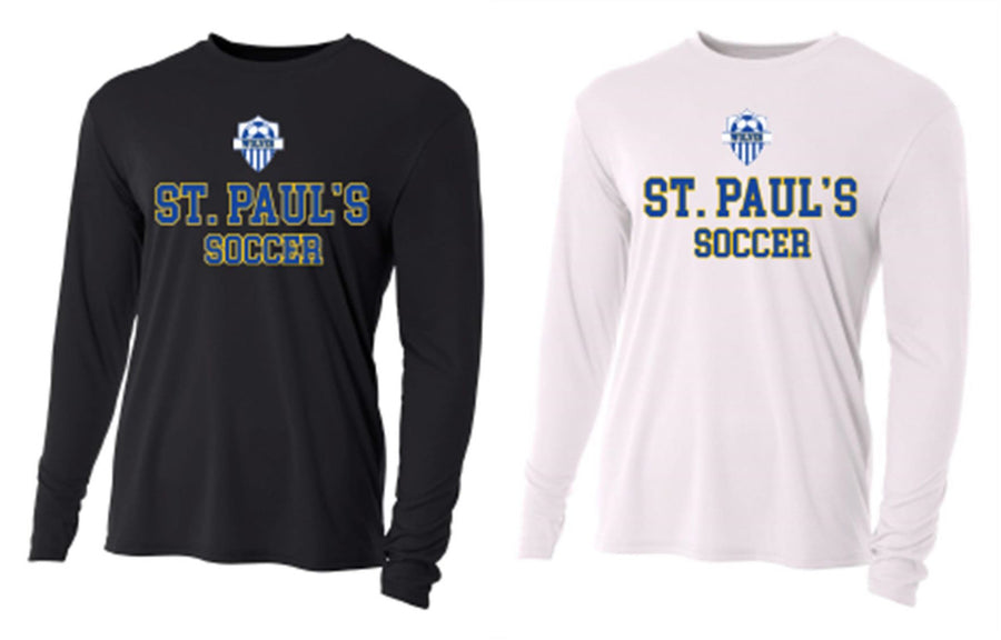 A4 St. Paul's Cooling Performance Crew Long-sleeve Shirt - Black or White St. Pauls 24   - Third Coast Soccer