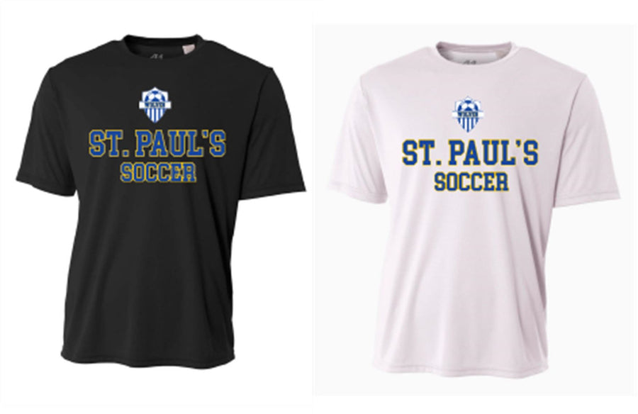 A4 St. Paul's Cooling Performance Crew Short-Sleeve Shirt - Black or White St. Pauls 24   - Third Coast Soccer