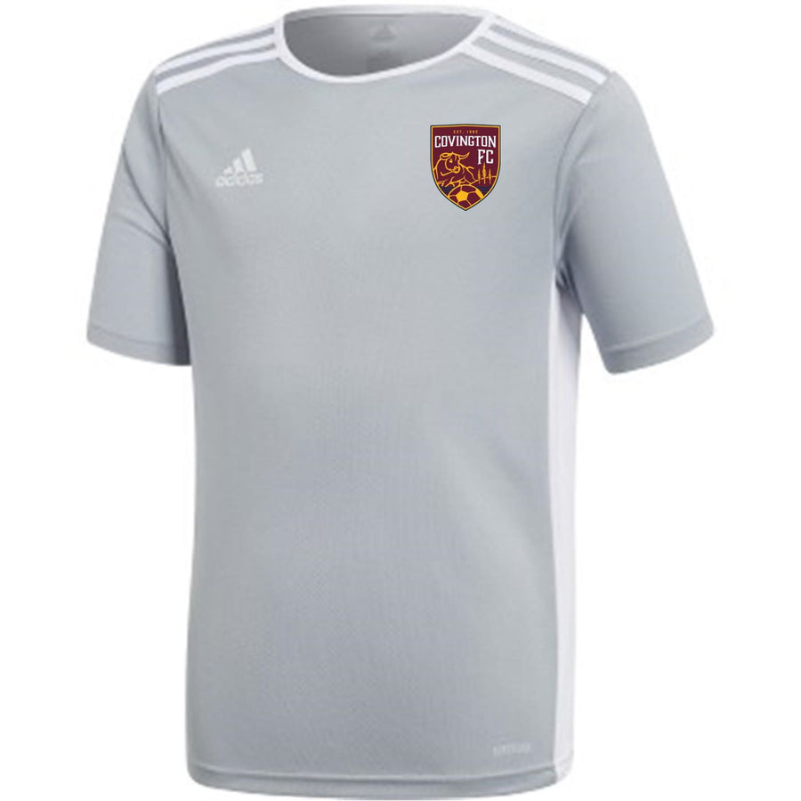 adidas Covington FC Youth Entrada 18 Training Jersey - Light Grey Covington FC 24-26 Light Grey/White Youth Small - Third Coast Soccer