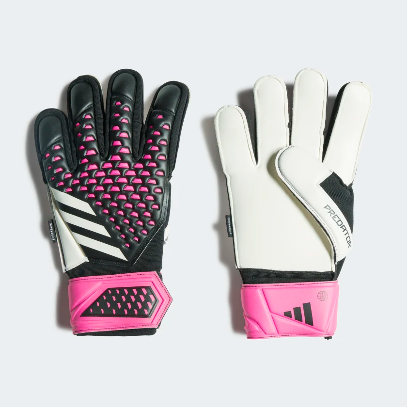 adidas Predator Match Fingersave GK Glove - Black/White/Shock Pink Gloves   - Third Coast Soccer