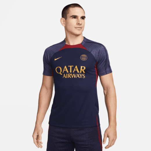 Nike Paris Saint-Germain Strike SS Top - Blackened Blue Club Replica Closeout Blackened Blue/Gold Suede Mens Small - Third Coast Soccer