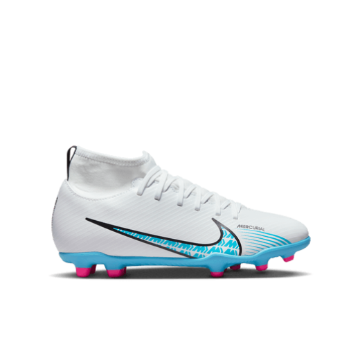 Nike Junior Mercurial Superfly 9 Club FG - White/Baltic Blue/Pink Blast Youth Footwear Youth 1.5 White/Baltic Blue/Pink Blast - Third Coast Soccer