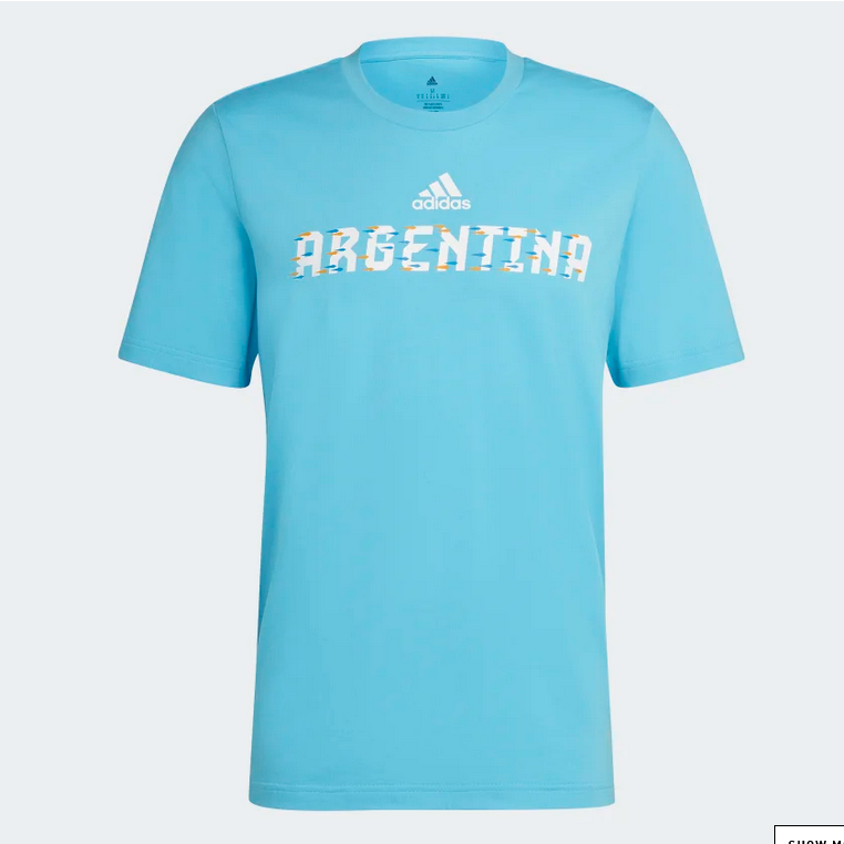 adidas Argentina Tee International Replica Bright Cyan Mens Small - Third Coast Soccer