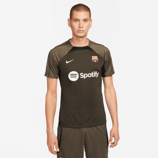 Nike FC Barcelona Strike SS Top - Sequoia/Black Club Replica   - Third Coast Soccer