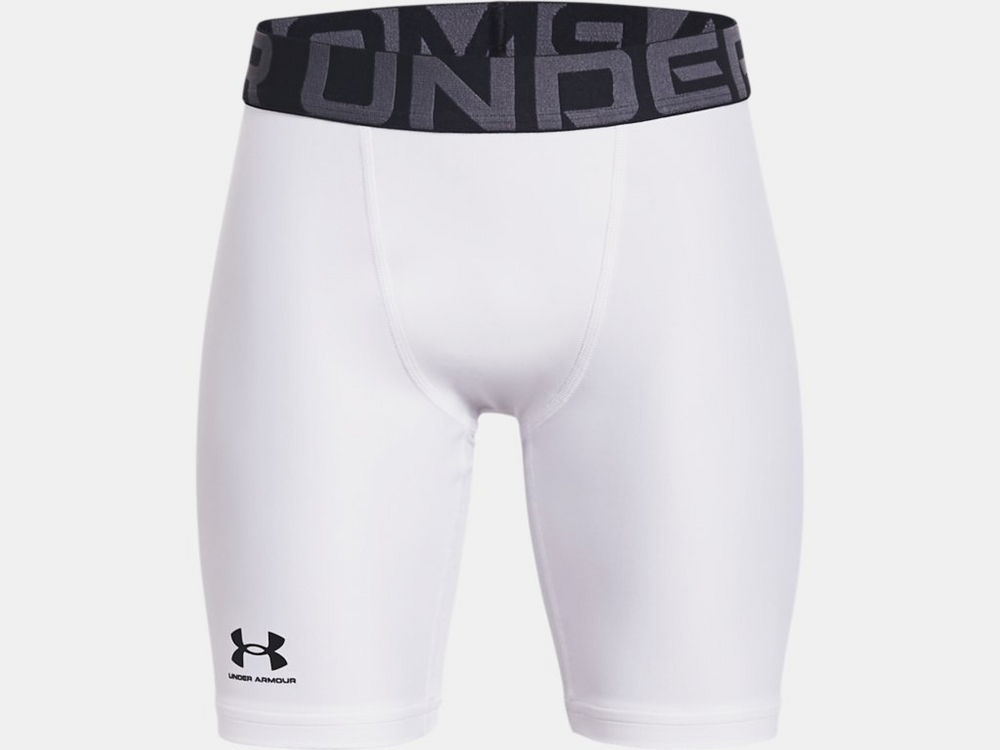 UA Youth Heatgear Armour Compression Shorts Training Wear White Youth Small - Third Coast Soccer