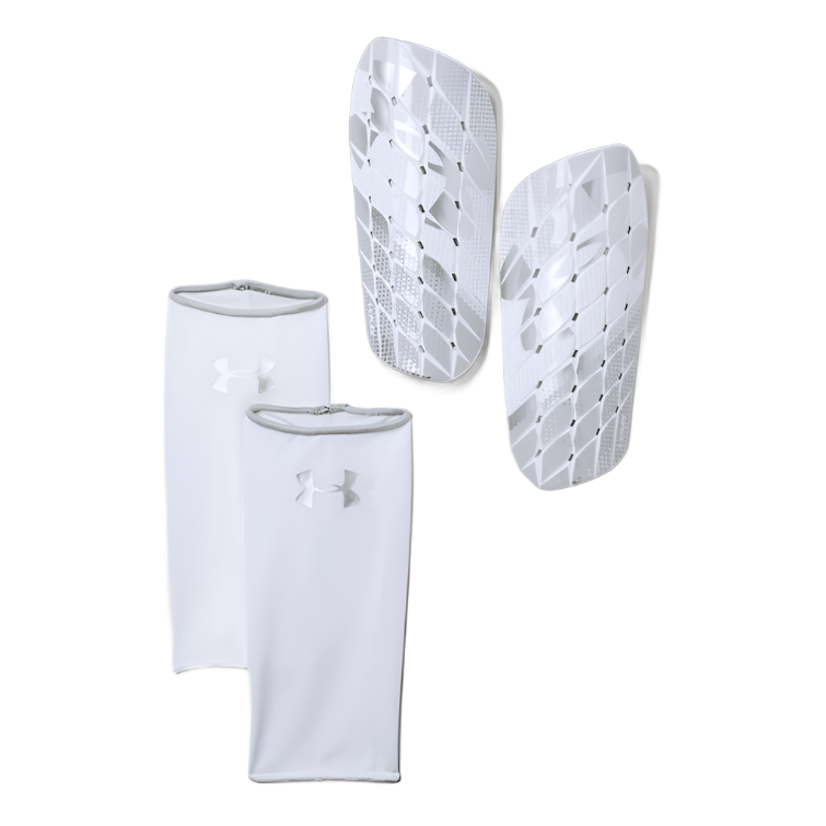 Under Armour Flex Pro Shinguard - White/Grey Adult Shinguards White/Grey Small - Third Coast Soccer
